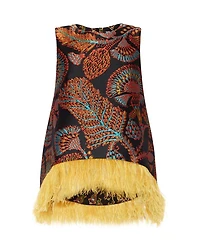 La Scala Top (With Feathers) Jacquard Sicomore Black