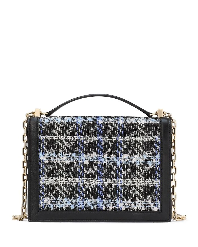 Deco Plaid Tweed Chain Shoulder Bag