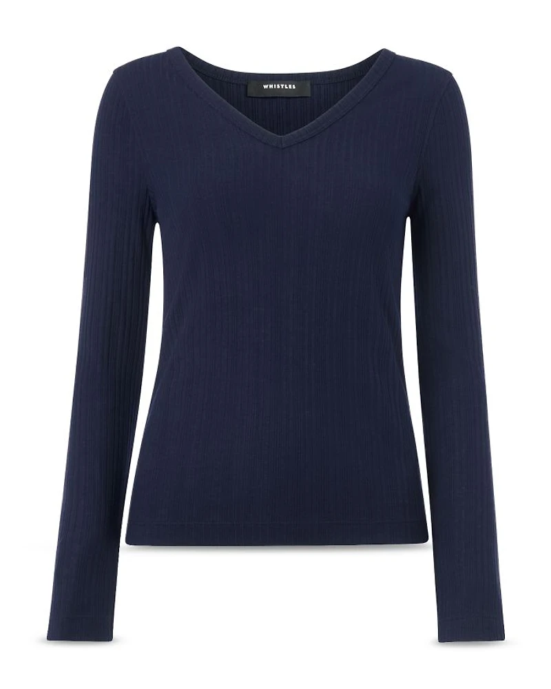 Ribbed V Neck Top