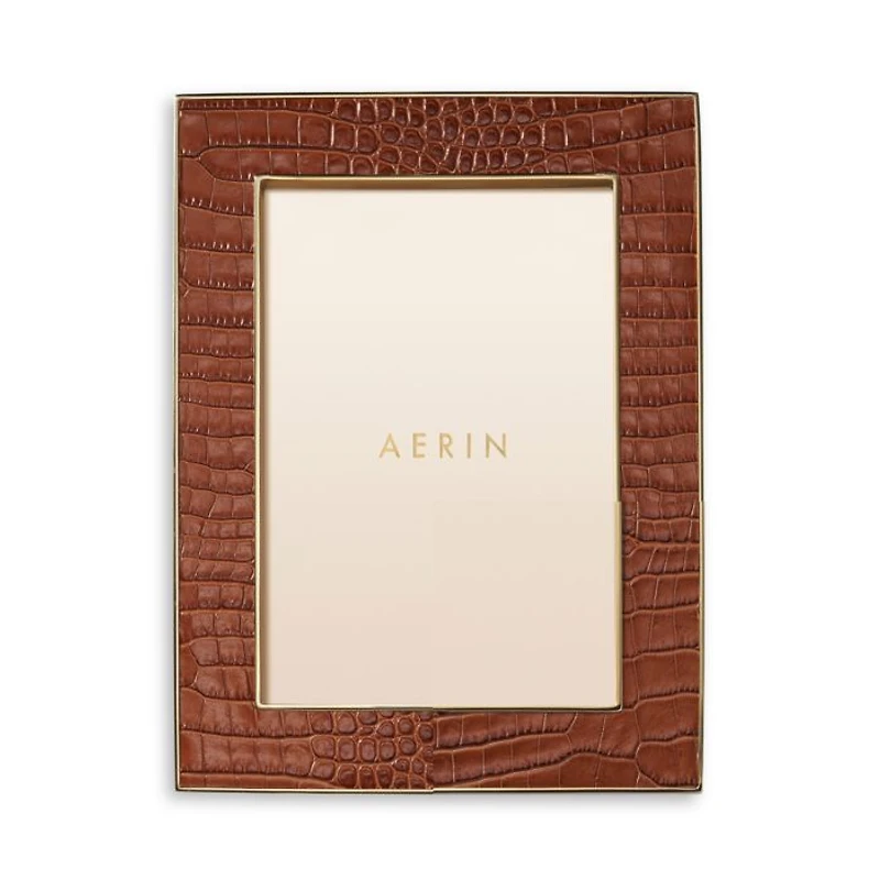 Classic Croc Leather Frame, Chestnut, 5" x 7"