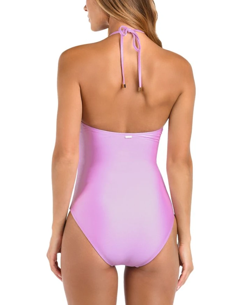 Leila Shimmer Halter One Piece Swimsuit