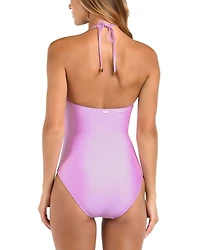 Leila Shimmer Halter One Piece Swimsuit