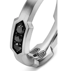 Men's Hex Station Band Ring Sterling Silver with Diamonds