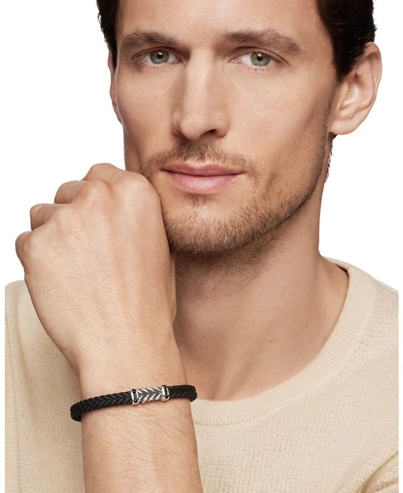 Men's Chevron Black Rubber Bracelet with Pavé Diamonds