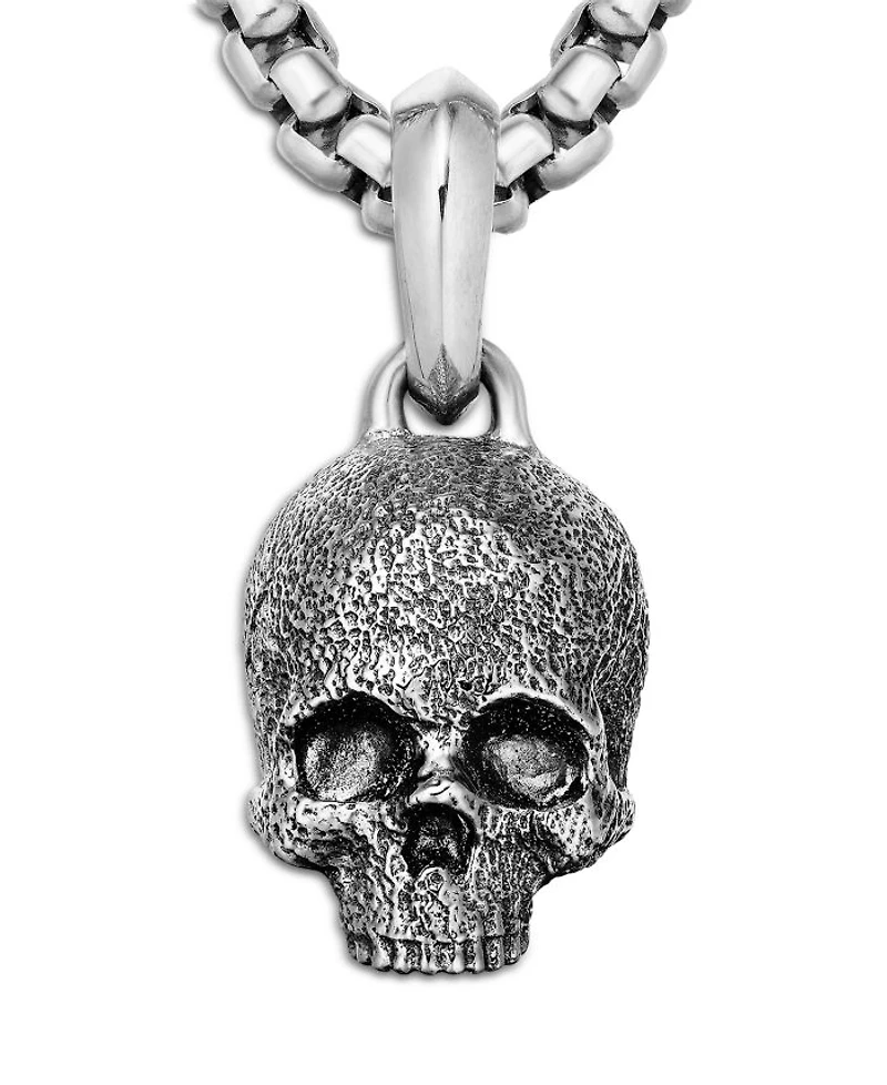Men's Memento Mori Skull Amulet in Sterling Silver, 16mm