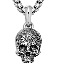 Men's Memento Mori Skull Amulet in Sterling Silver, 16mm
