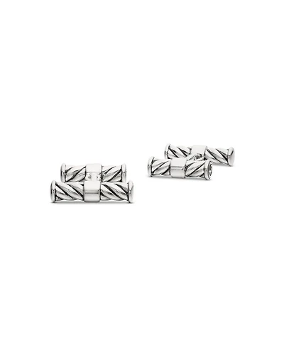 Cable Elongated Cufflinks in Sterling Silver, 22mm