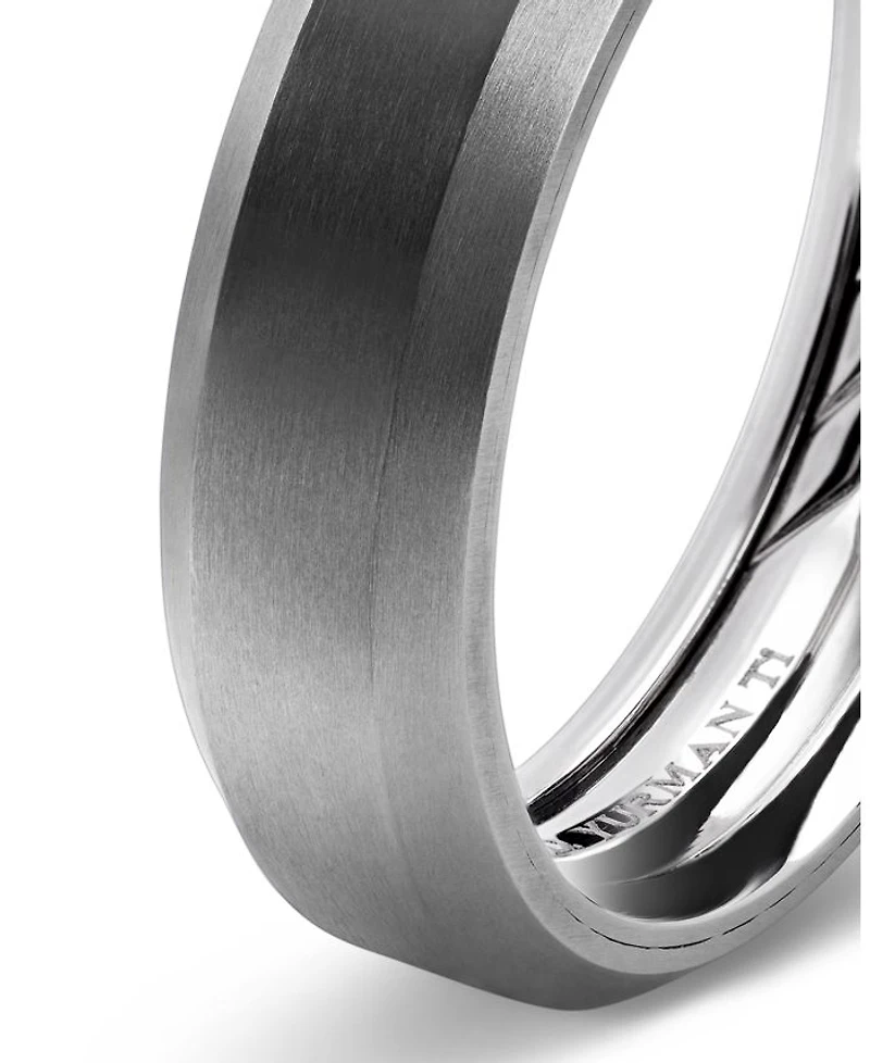 Men's Gray Titanium Wedding Beveled Band