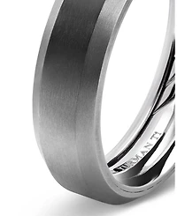 Men's Gray Titanium Wedding Beveled Band