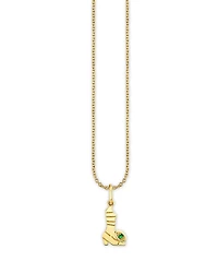 Sydney Evan Wicked x Sydney Evan 14K Yellow Gold Emerald Elphaba Pure Boot Charm Necklace, 18