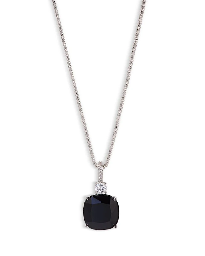 Macaron Cubic Zirconia Clear & Color Cushion Pendant Necklace, 16-18"