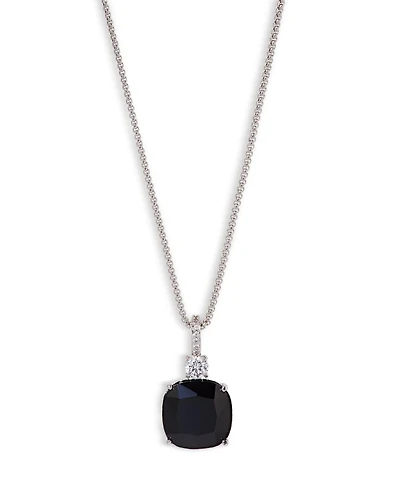 Macaron Cubic Zirconia Clear & Color Cushion Pendant Necklace, 16-18"