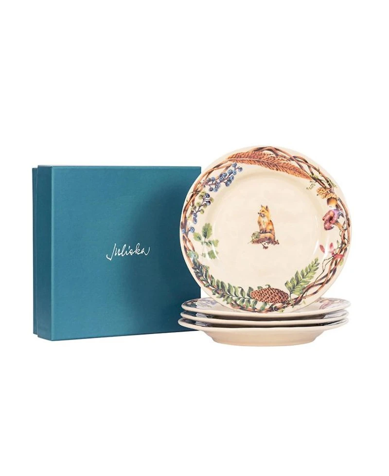Forest Walk Café Au Lait Dessert/Salad Plate, Assorted Set 4