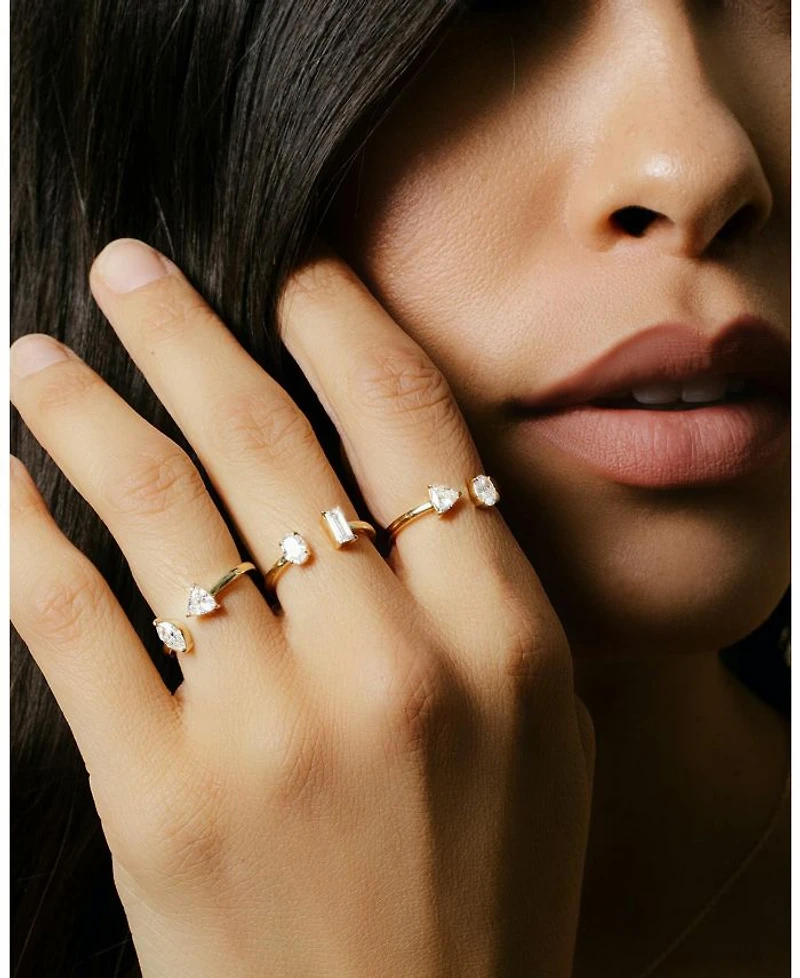 Mixed Lab-Grown Diamond Cuff Ring in 14K Yellow Gold, .50ctw Oval & Trillion Lab Grown Diamonds