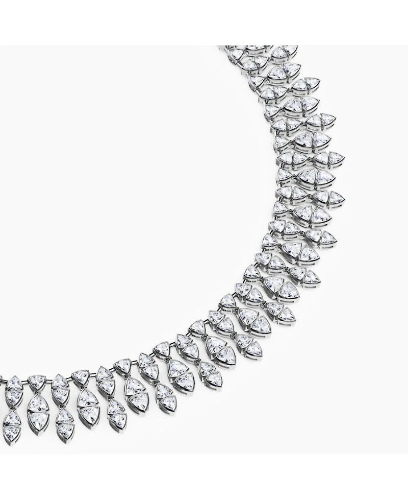 Trillion Cascade Necklace in 14K White Gold, 33ctw Trillion Lab Grown Diamonds
