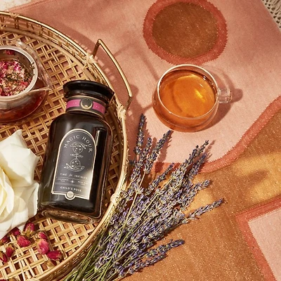 Child's Pose™ Herbal Adaptogen Tea for Sleep & Restful Calm in Violet Glass Apothecary Jar, 6 oz.