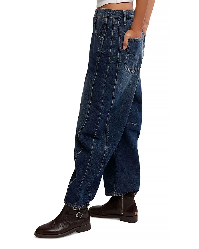 We The Free Good Luck Mid Rise Barrel Jeans Deep End