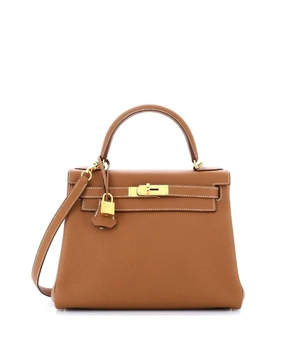 Kelly 28 Handbag Brown Togo with Gold Hardware