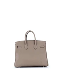 Birkin 25 Handbag Grey Swift with Palladium Hardware