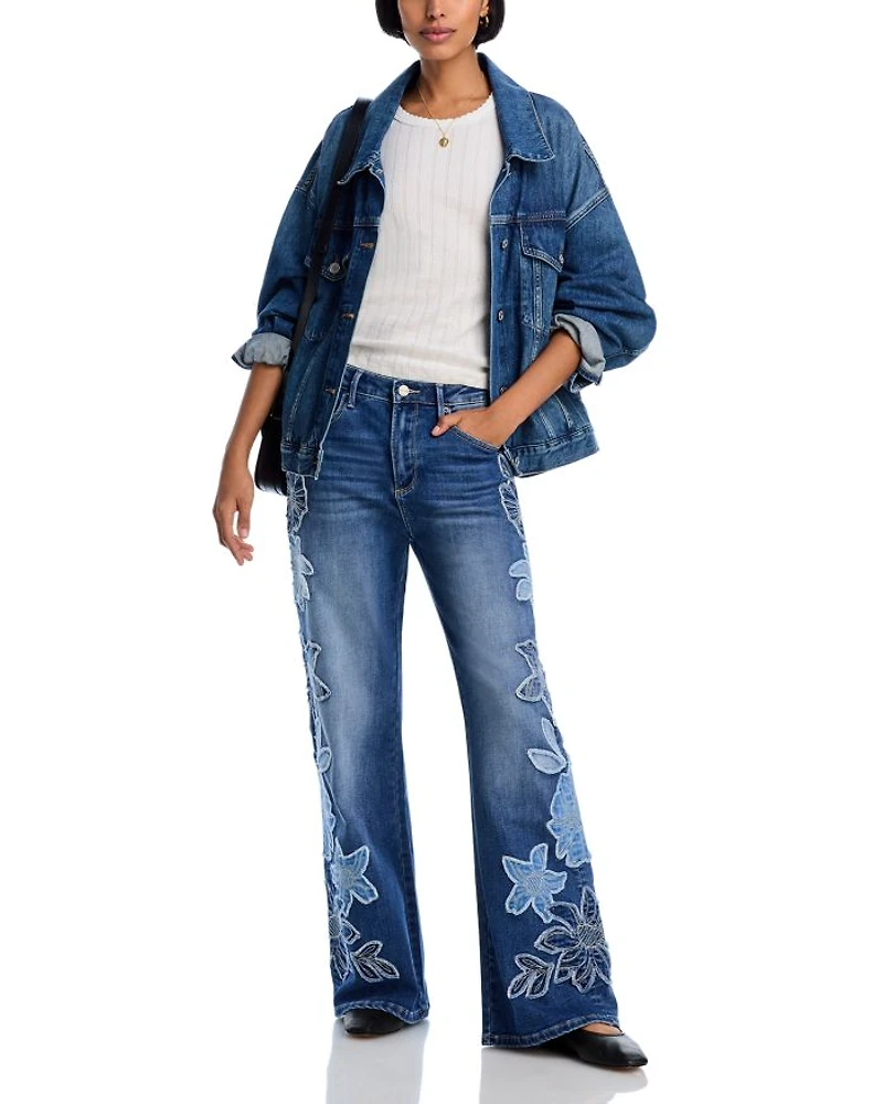 Charlee x Denim Patch Wide Legs Jeans Medium Wash