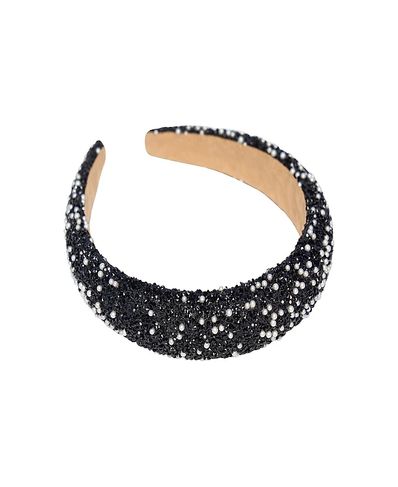 Malibu Sugar Girls' Beaded and Pearl Thick Puff Headband - Big Kid