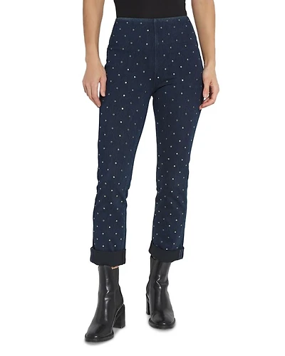 Studded High Rise Boyfriend Jeans Indigo
