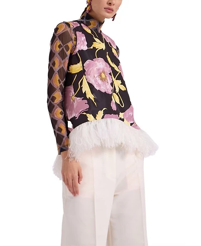La Scala Feather Trim Top