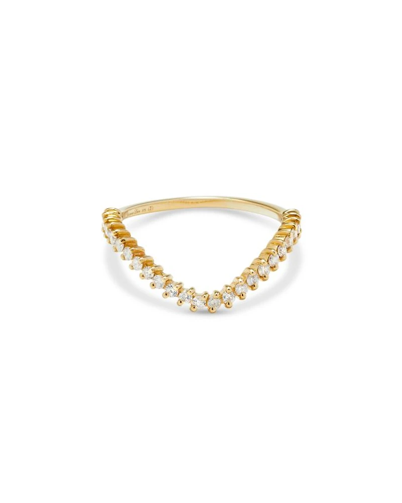 9K Yellow Gold Grey Diamond Mini Wave Ring, 0.22 tcw