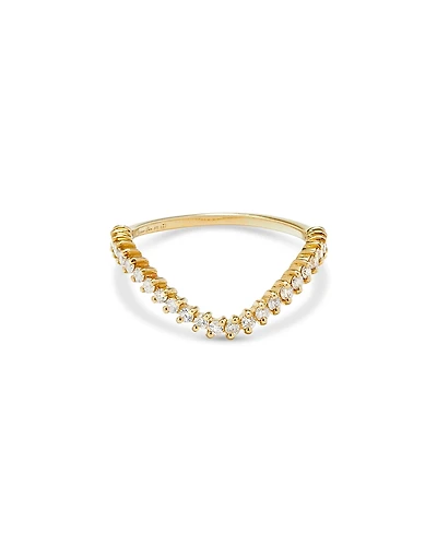 Yvonne Leon 9K Yellow Gold Grey Diamond Mini Wave Ring, 0.22 tcw