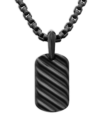 Men's Sculpted Cable Tag in Black Titanium