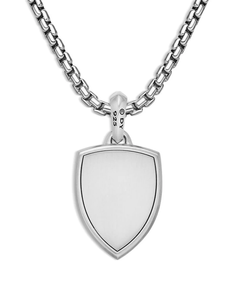 Shield Amulet Pendant with Black Onyx and Pavé Black Diamonds