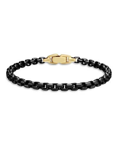 Men's Box Chain Bracelet Sterling Silver or Stainless Steel with 14K Yellow Gold, 5mm