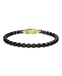 Men's Box Chain Bracelet Sterling Silver or Stainless Steel with 14K Yellow Gold, 5mm