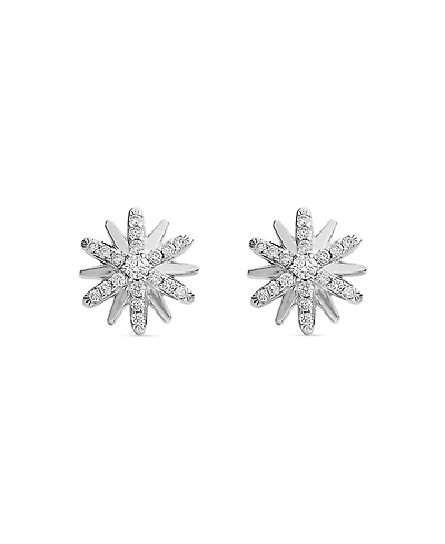 David Yurman Sterling Silver Petite Starburst Stud Earrings with Diamonds