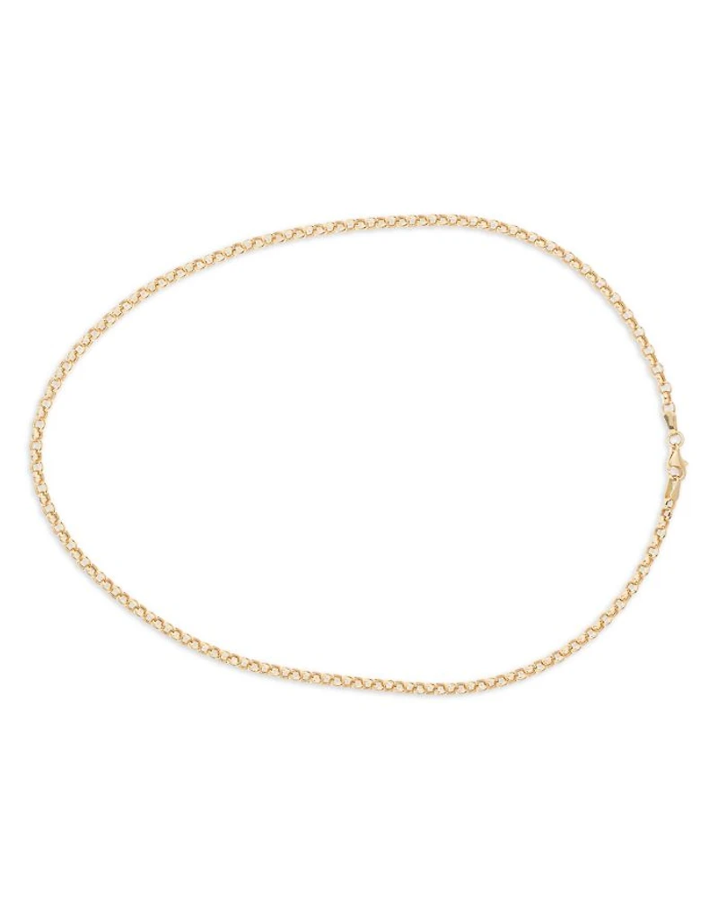 14K Yellow Gold Round Cable Link Chain Necklace, 17-18"