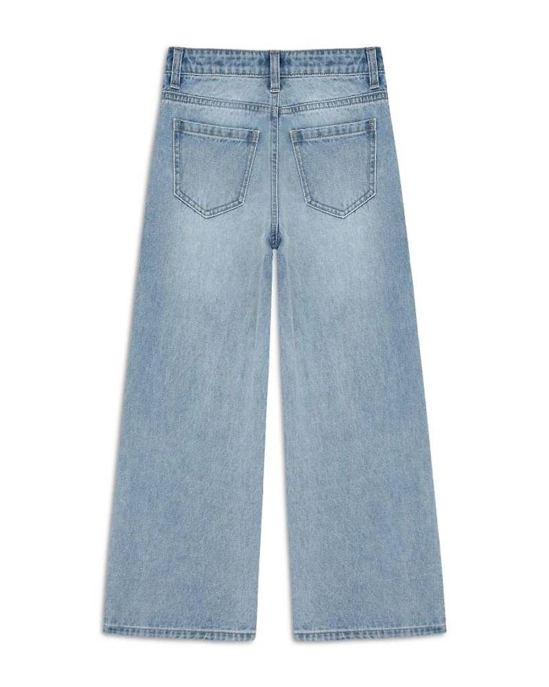 Girls' Wide Leg Bow Appliqué Jeans - Big Kid
