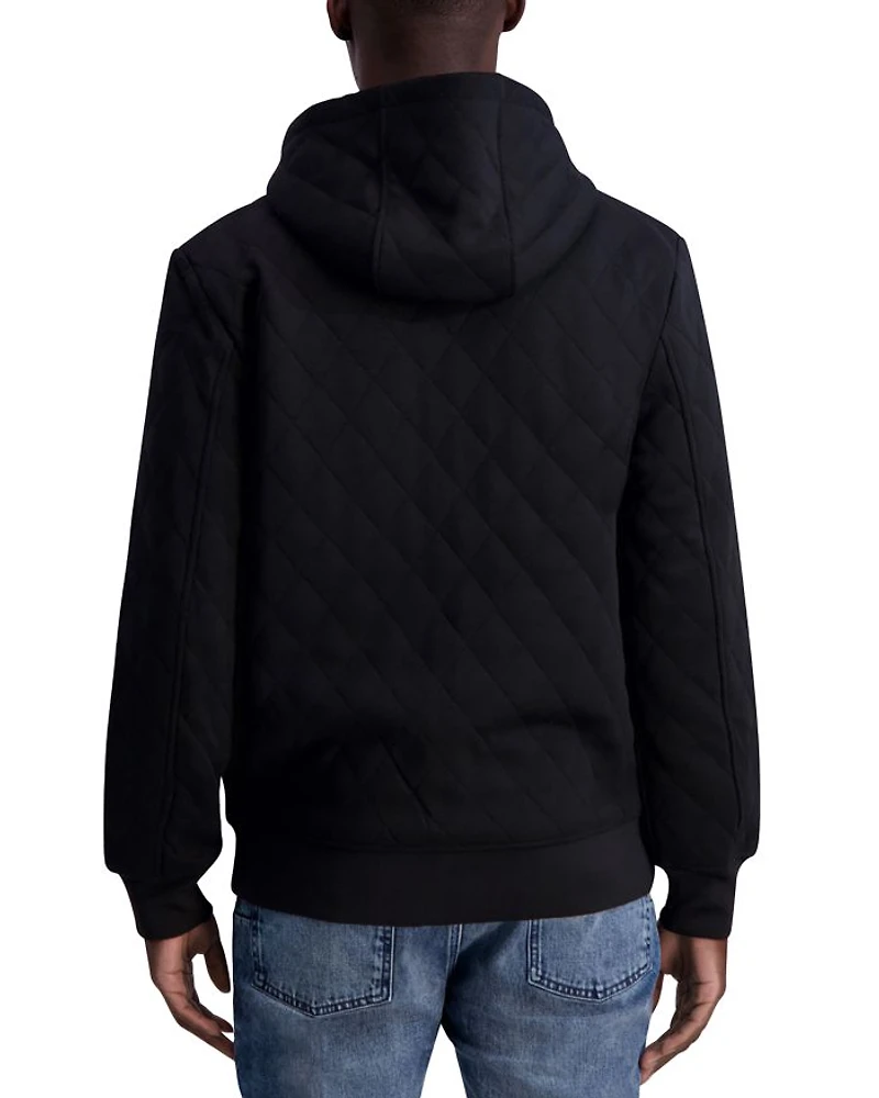 Slim Fit Quilted Zip Hoodie