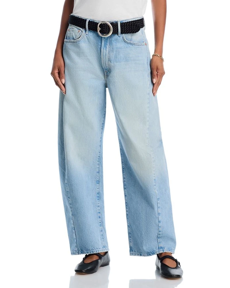 The Full Pipe Flood High Rise Barrel Jeans Back Pedal