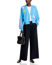 The Bell Sleeved Cropped V Neck Cardigan Sweater