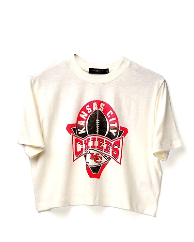 Junk Food Clothing Women's Nfl Kansas City Chiefs Mock Neck Crop Tee