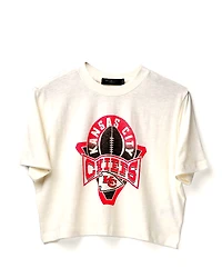 Junk Food Clothing Women's Nfl Kansas City Chiefs Mock Neck Crop Tee