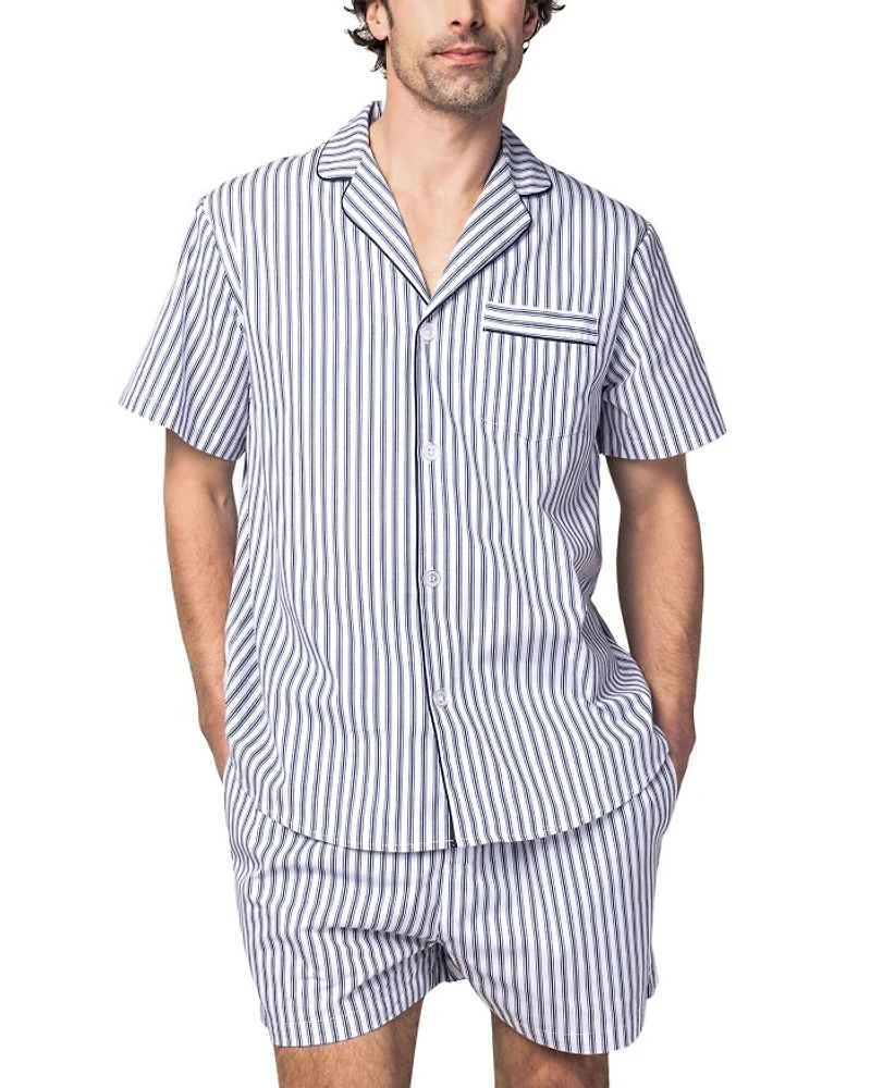 Brushed Cotton Twill Ticking Stripe Short Pajama Set