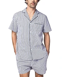 Petite Plume Brushed Cotton Twill Ticking Stripe Short Pajama Set