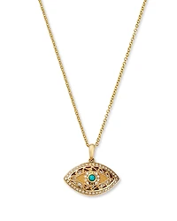 Bloomingdale's Fine Collection Turquoise & Diamond Evil Eye Pendant Necklace