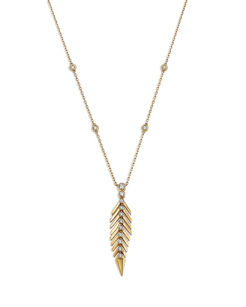 Bloomingdale's Fine Collection Diamond Feather Pendant Necklace