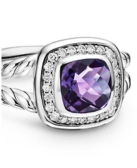 Petite Albion® Ring Sterling Silver with Gemstone and Diamonds, 7mm