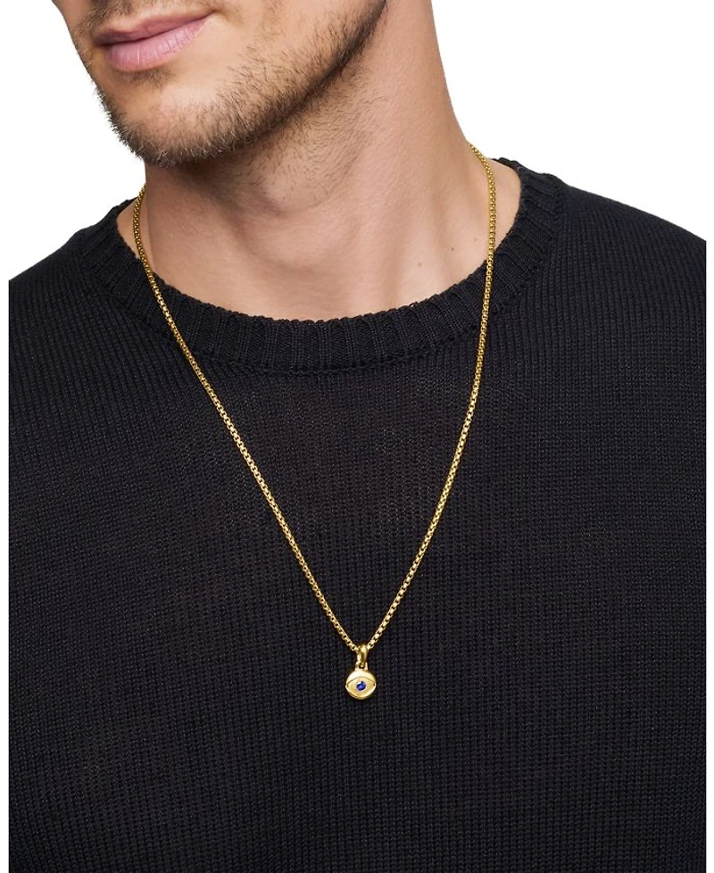 Men's 18K Yellow Gold Blue Evil Eye Amulet Pendant