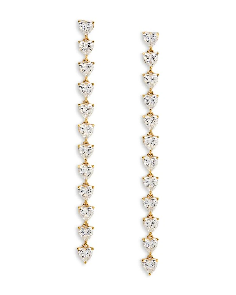 Real Love Heart Cubic Zirconia Linear Drop Earrings