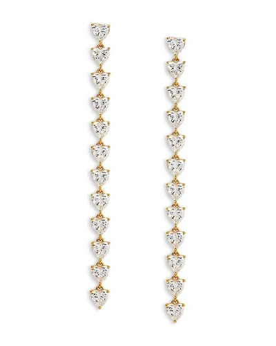 Real Love Heart Cubic Zirconia Linear Drop Earrings