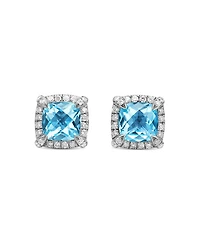 Sterling Silver Chateline Gemstones & Diamond Stud Earrings - Exclusive